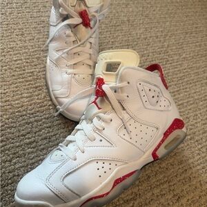 Jordan Kids White and Red Sneakers